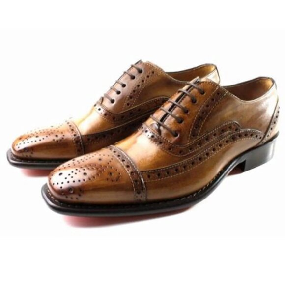 Italian Handmade Men\'s Leather Shoe / Jean Brown Brogue Leather Shoes For Men main image 4